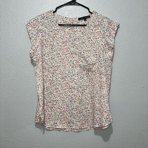Women's Sweet Rain Blouse, Size L, Multicolor Paint Splatter short sleeve pocket